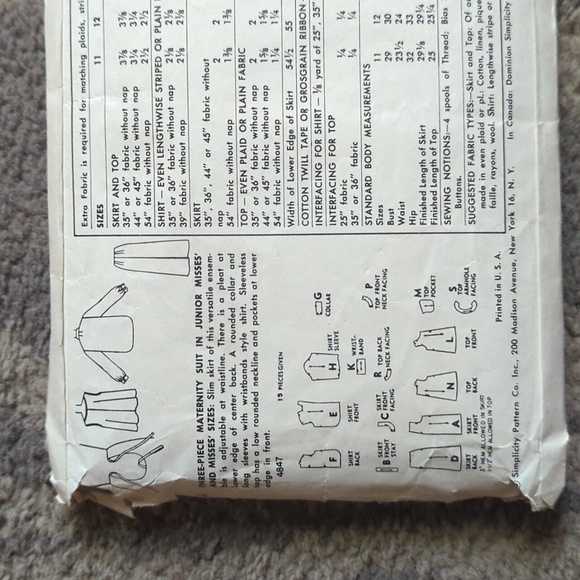Simplicity 4847 Vintage 1950's Sewing Pattern - Picture 2 of 3
